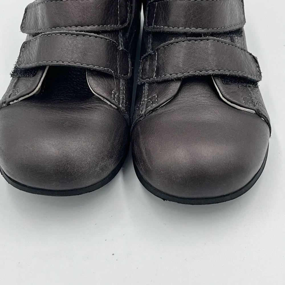 Brown Leather Kids Shoe Hook & Loop Straps 8.5 EUR 25 Made In Italy Gallucci